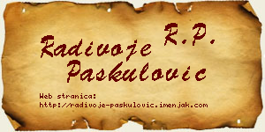 Radivoje Paskulović vizit kartica